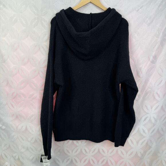 And Now This Men's Soft Knit Textured Sweater Hoodie Black Size L NWT - Picture 4 of 6